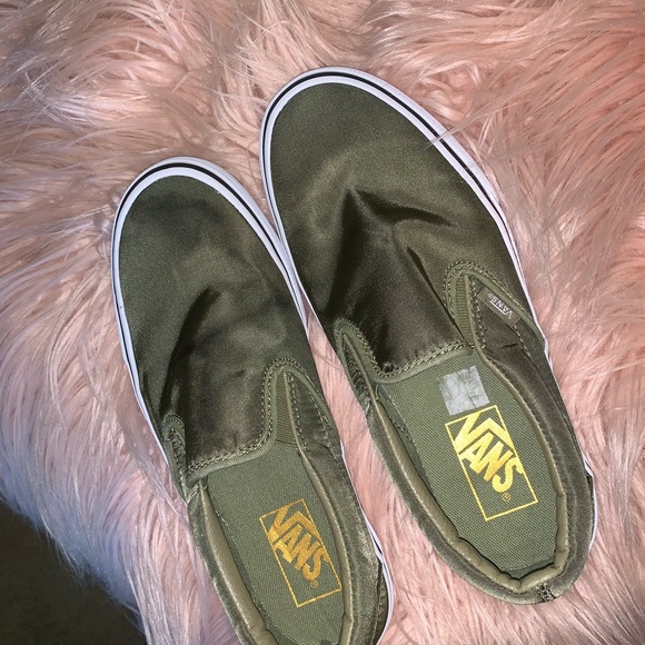 army green slip on vans